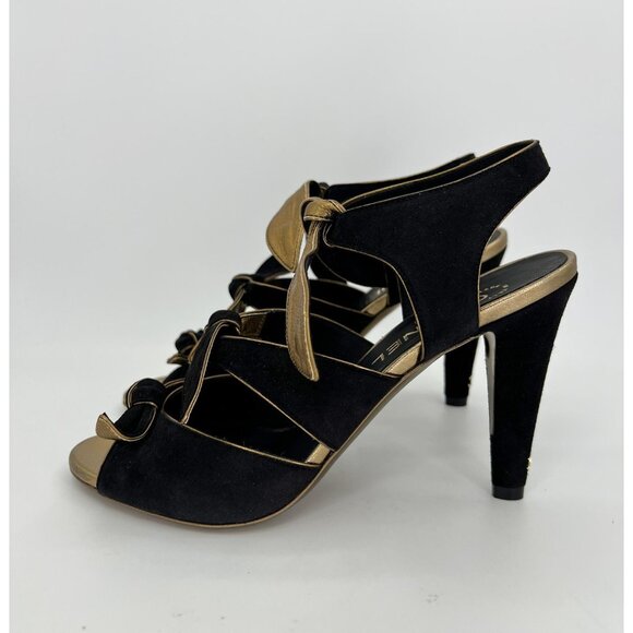 NWOT CHANEL Black Bow Cross Strap CC Logo Block Heel Sandals Size EU 38.5 - Picture 9 of 15